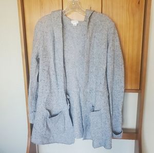 Soft Grey Cardigan with Hood
